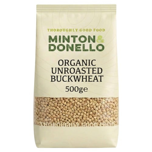 Minton & Donello Organic Unroasted Buckwheat 500g, British Import (Pack of 2)
