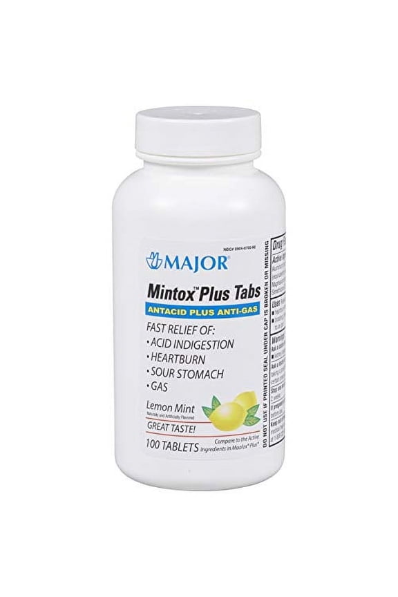 Mintox Plus Antacid Tablet Compare to Maalox Plus Lemon Yellow (Pack of 100)