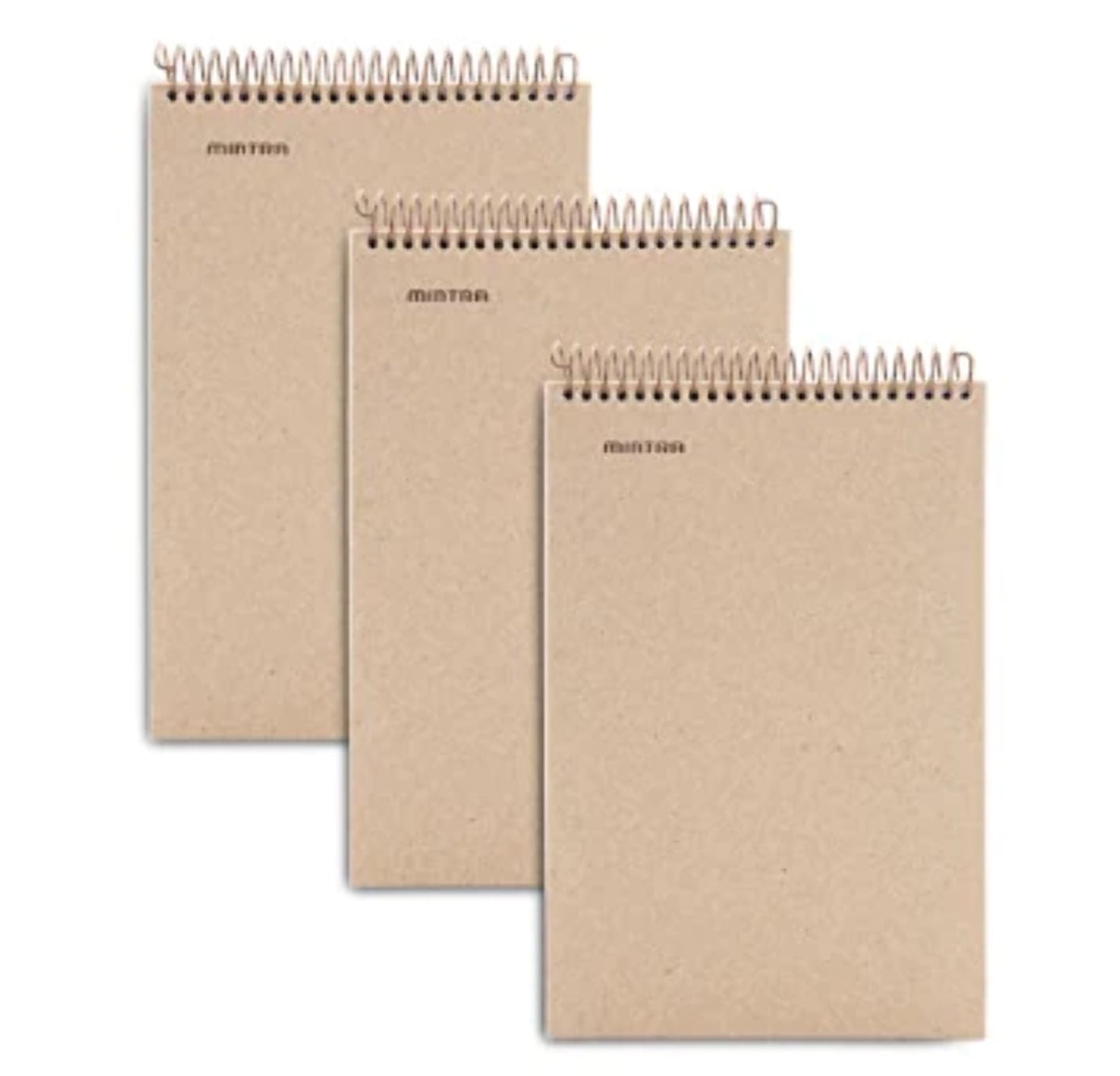 Mintra 100 Recycled Notebooks (Steno Book, Kraft Cover 3pk)