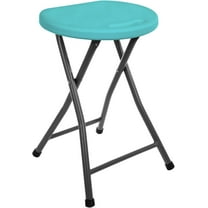 Mintra Folding Stools - 18.5in Height, Metal, Heavy Duty (1 Pack, Teal)