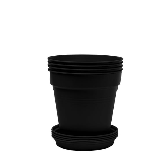 Mintra Garden - 13cm Round Garden Pots 4pk - (13cm Diameter - 5inW x 4.75inH)