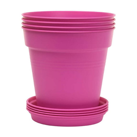 Mintra Garden - 13cm Round Garden Pots 4pk - (13cm Diameter - 5inW x 4.75inH)