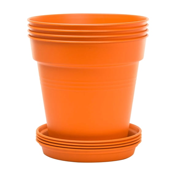 Mintra Garden - 15cm Round Garden Pots 4pk - (15cm Diameter - 5.9inW x 5.5inH)