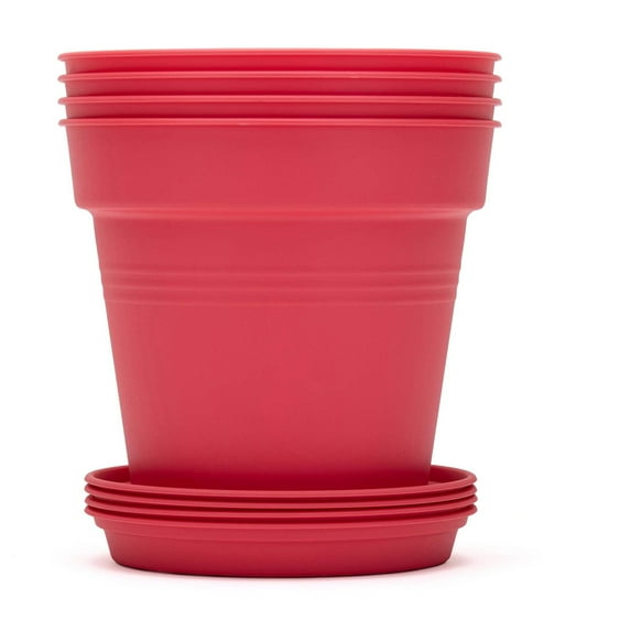 Mintra Garden - 19cm Round Garden Pots - (19cm Diameter - 7.5inW x 6.75inH)