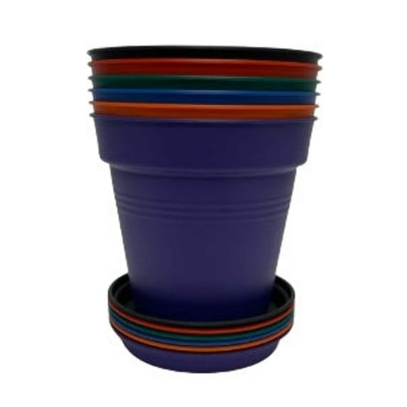 Mintra Garden - 19cm Round Garden Pots - (19cm Diameter - 7.5inW x 6.75inH)