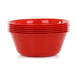(120 Pack) EcoQuality 16 oz Round Cranberry Red Plastic Bowls Edge Collection - Disposable China Like Party Bowls, Heavy Duty Salad Bowls, Serving