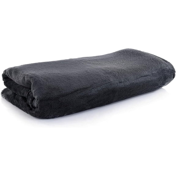 Mintra Home Blanket - Super Soft, 100% Polyester (07407)(Black), 60in x 80in (M) Lightweight Warm Fleece Blanket/Throw/Bed Cover/Couch Cover