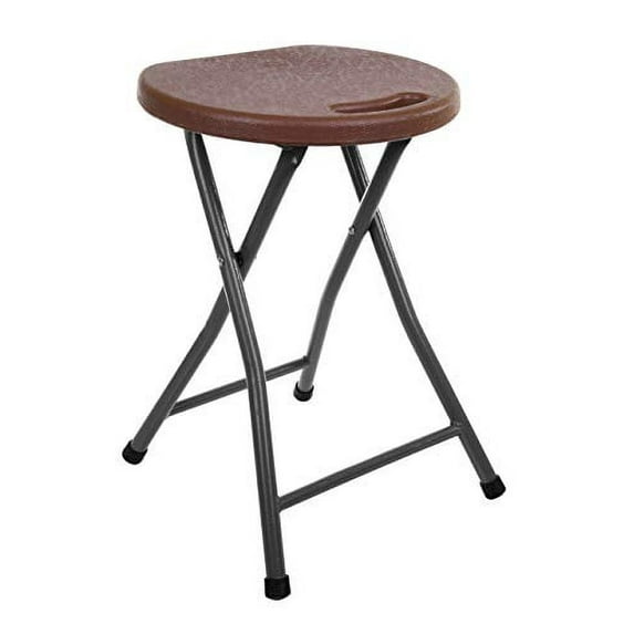 Mintra Home Folding Stools - 18.5in Height, Metal, Heavy Duty (1 Pack, Brown)-Folding stool