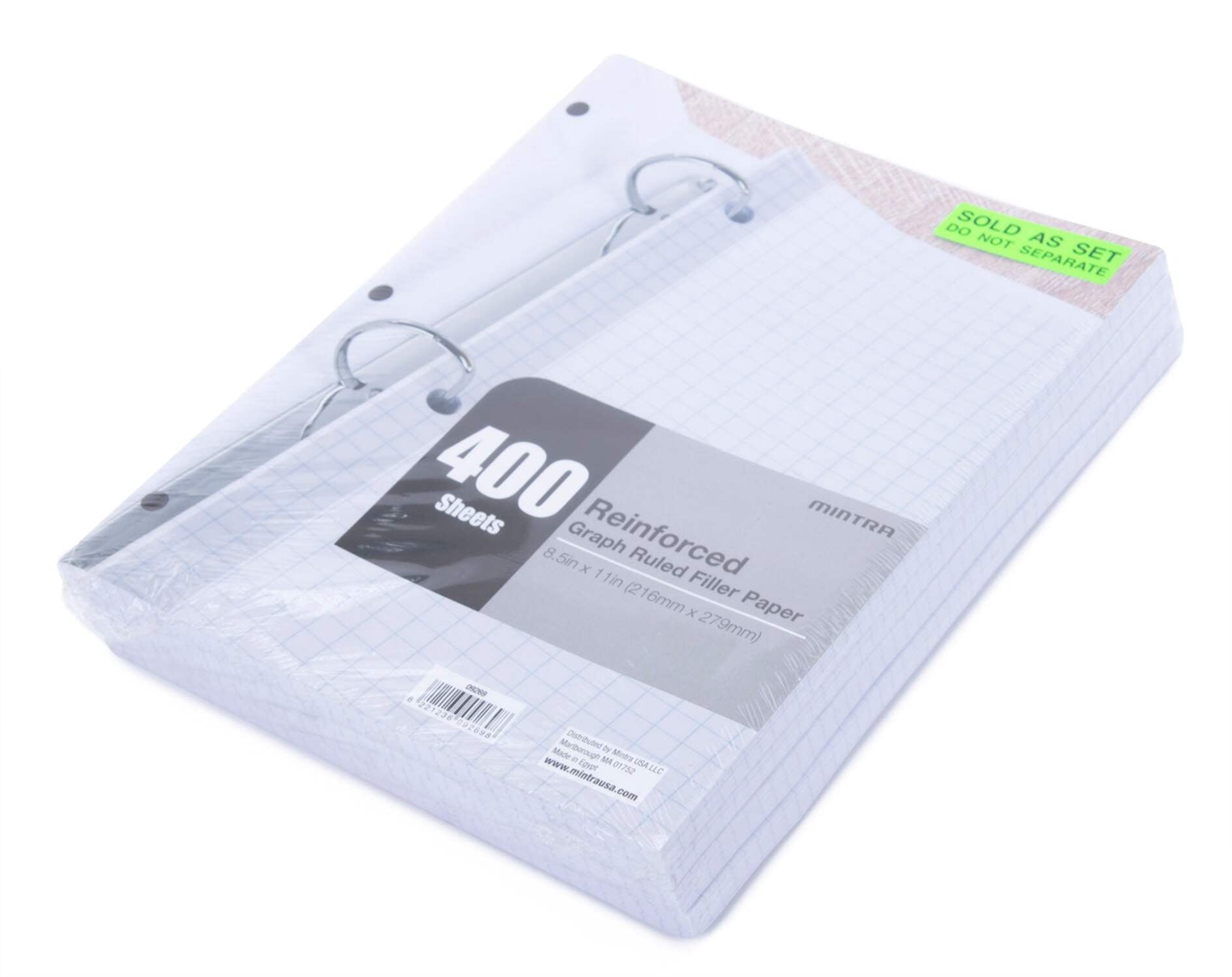 Reinforced Filler Paper (4 Pack) - Graph Ruled - 3hole punched and reinforced for ring binders