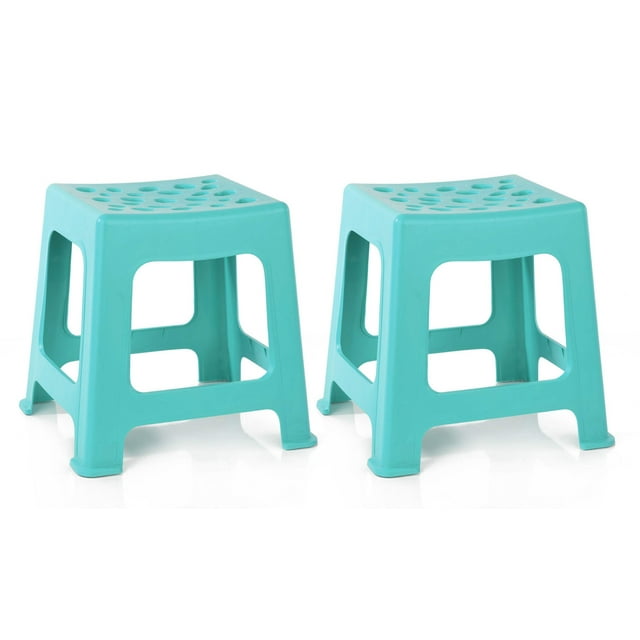 Mintra Home Light Duty Plastic Stools (12.5in Height, 2 Pack)