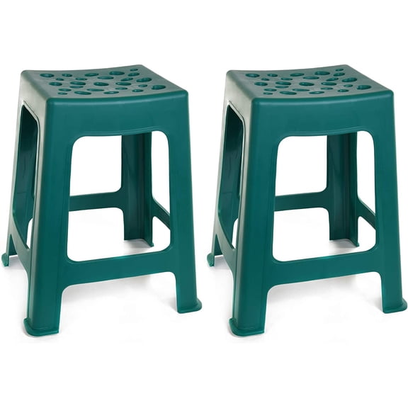 Mintra Home Light Duty Plastic Stools 2pk (18in Height, Forest Green)