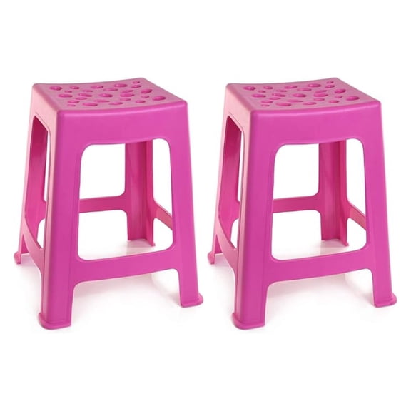 Mintra Home Light Duty Plastic Stools 2pk (18in Height, Fuchsia)