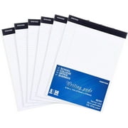 Mintra Office Legal Pads - ((BASIC WHITE 6pk, 5in x 8in, NARROW RULED))
