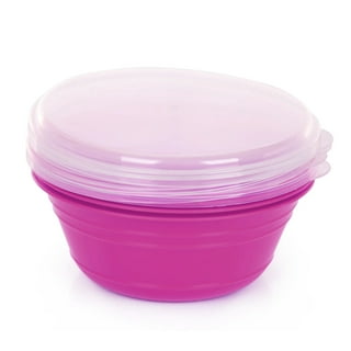 Mintra Home Plastic Bowls with Handles (1.8L Medium 2pk, Fuchsia)