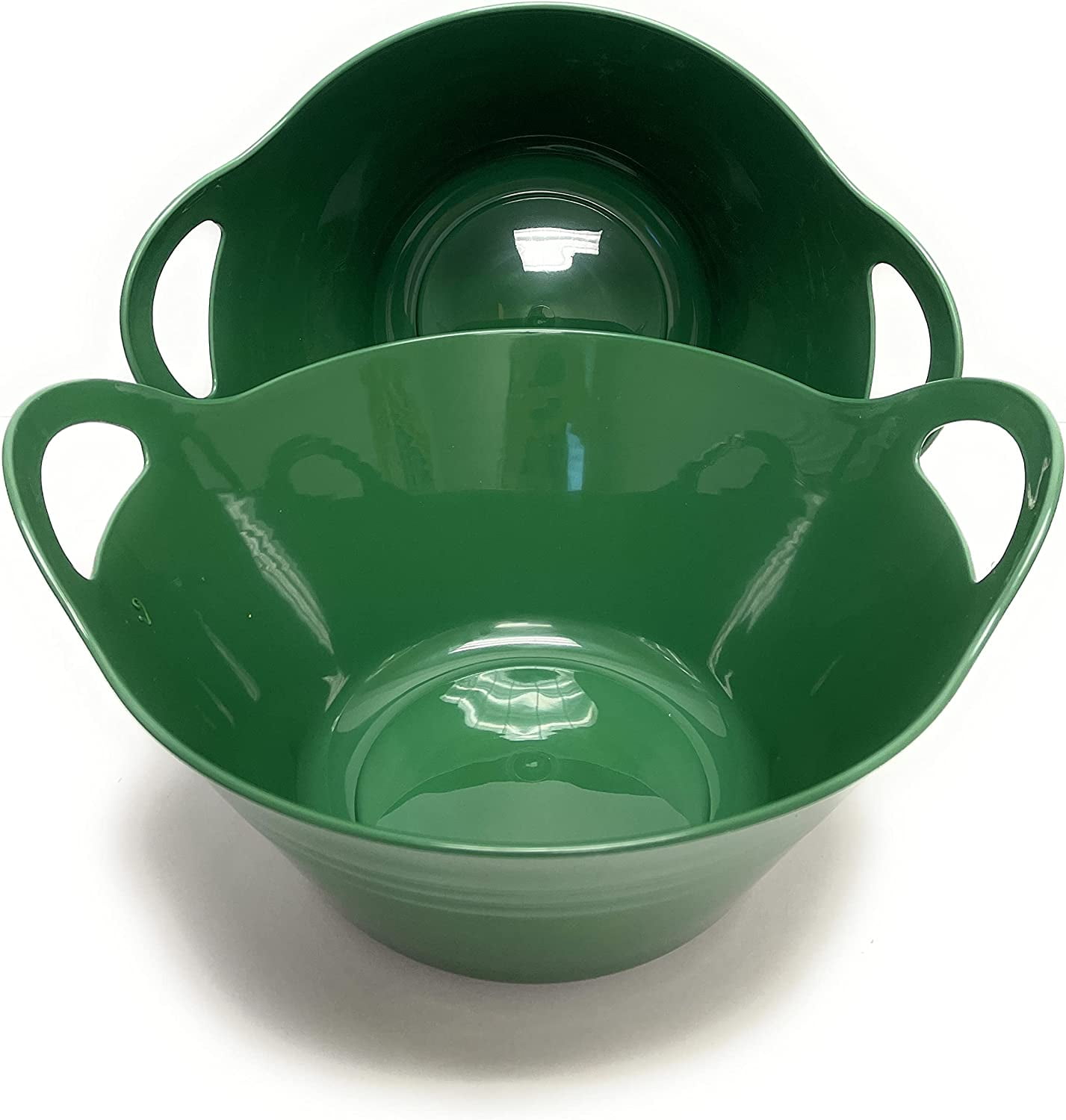 Mintra Home Plastic Bowls with Handles 2 Pack (Large, Green Olive