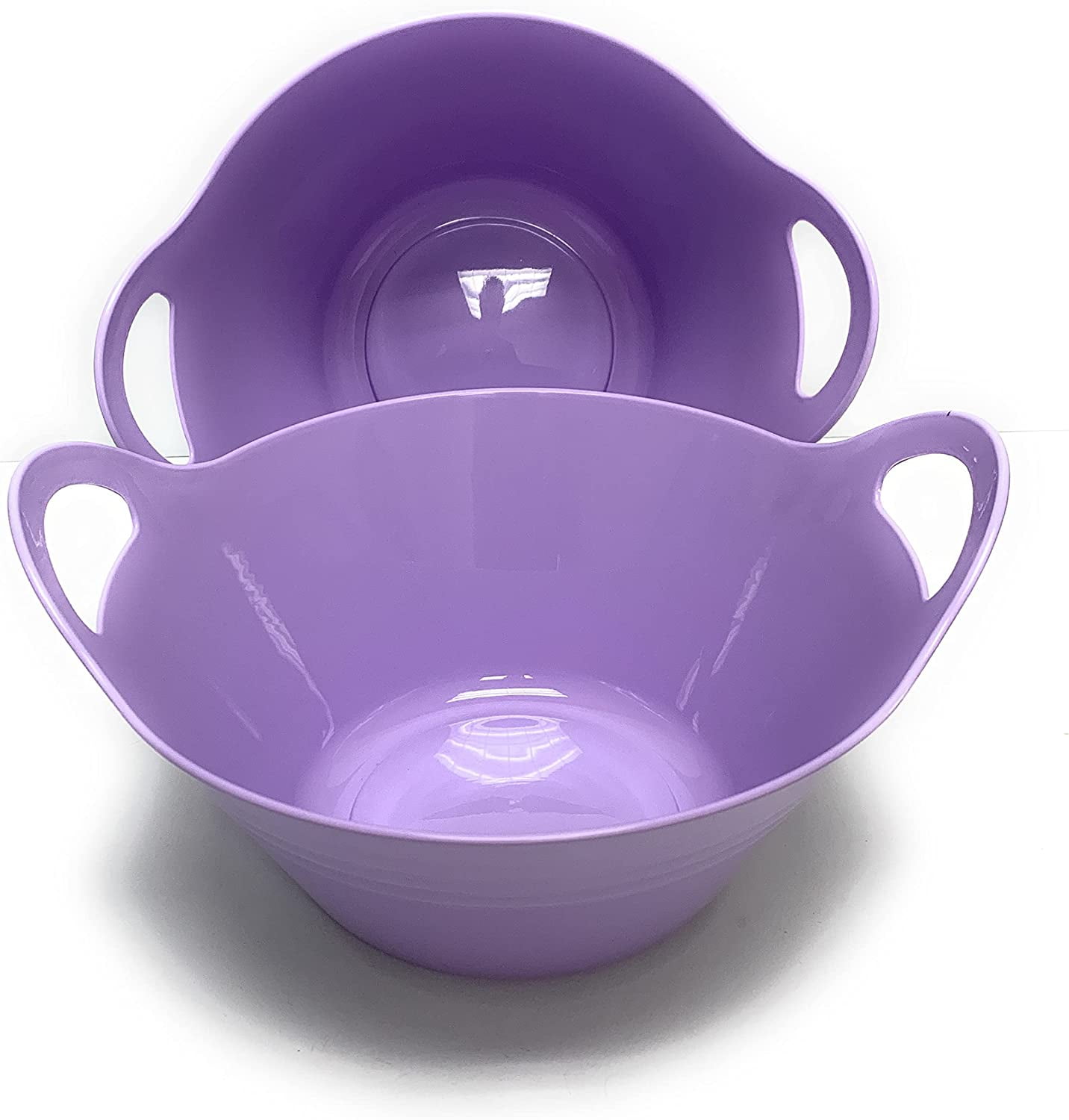 Mintra Home Plastic Bowls with Handles 2 Pack (Large, Lavender
