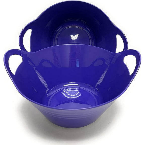 Mintra Home Plastic Bowls with Handles 2 Pack (Large, Strong Purple)