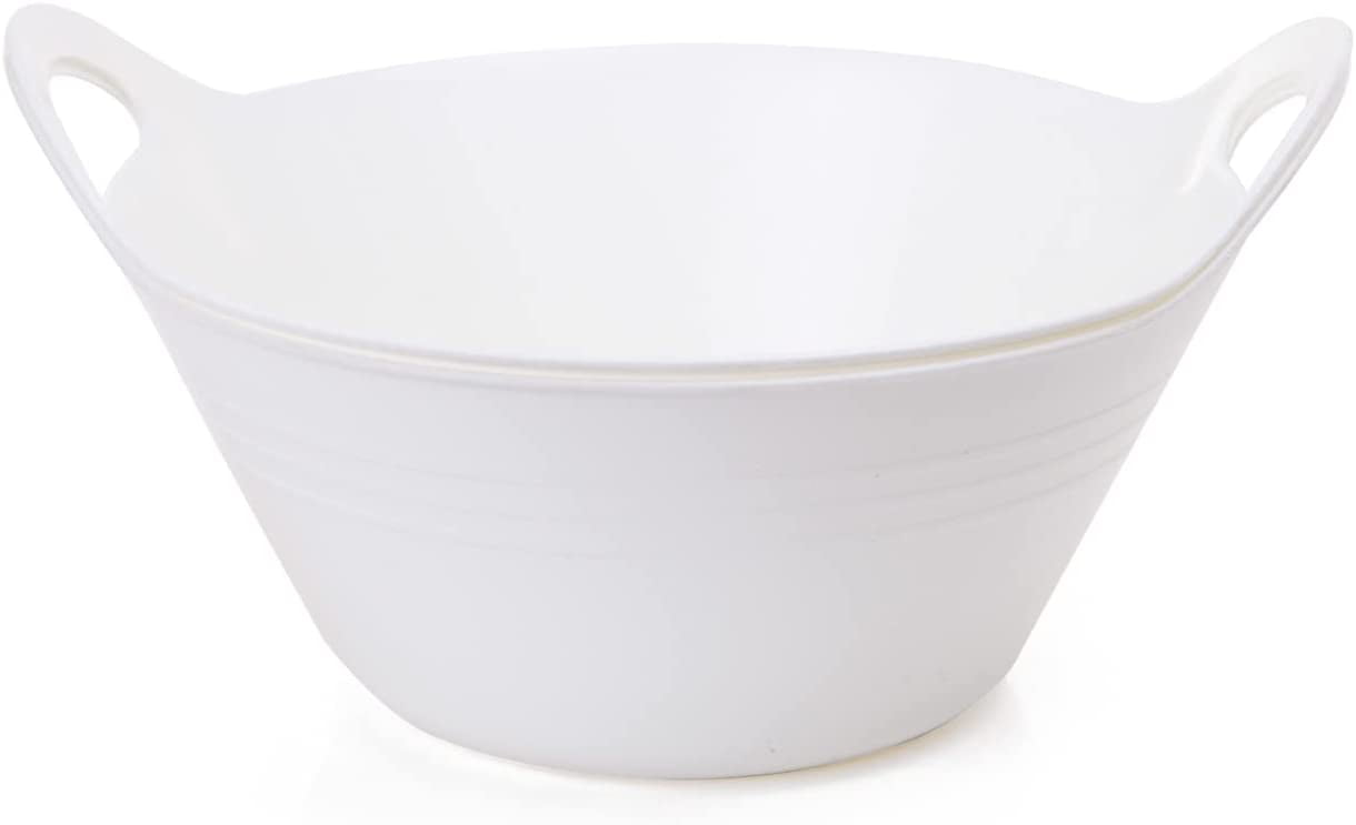 Mintra Home Plastic Bowls with Handles 2 Pack (Medium, White)