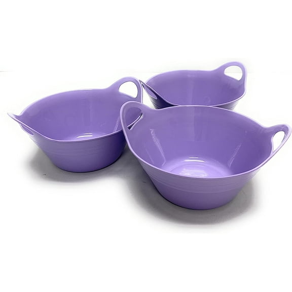 Mintra Home Plastic Bowls with Handles 3 Pack (Small, Lavender)