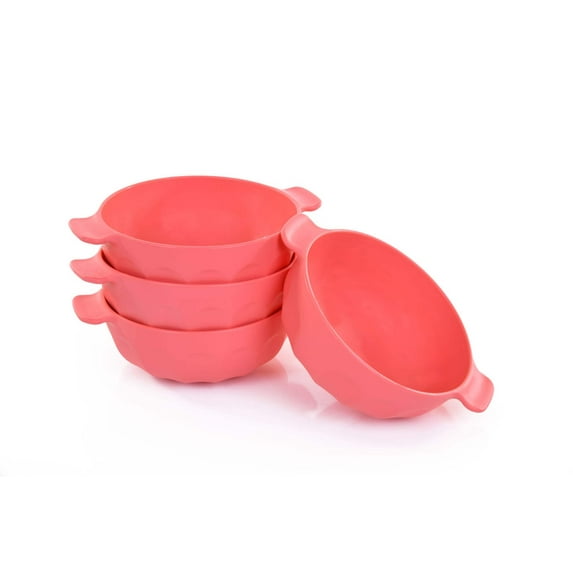 Mintra Home Unbreakable Plastic Bowl - Bowl with Two Handles 4 Pack