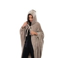 thumbnail image 1 of Mintra Home Wearable Blanket Hoodie, Soft, Warm & Cozy Snuggies for Women & Men, Hooded Blanket with Full Sleeves for Adults, One Size Fits All, 70in x 62in (Mocha), 1 of 2