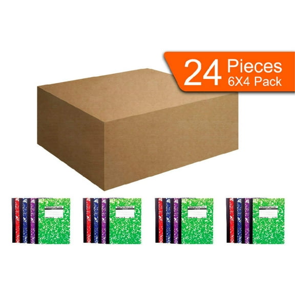 Mintra Office-Composition Books (Assorted Marble Comp - Wide Ruled) 24 Pack