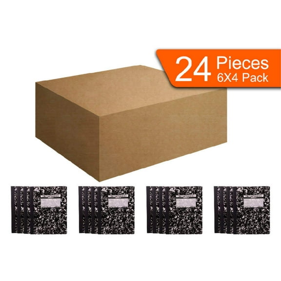 Mintra Office-Composition Books (Black Marble - Wide Ruled) 24 Pack