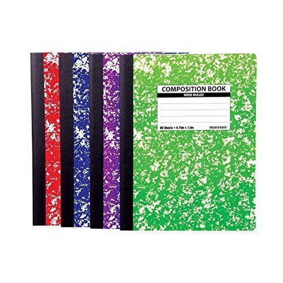 Assorted Colored Marble Composition Books (Wide Ruled, 4 Pack)