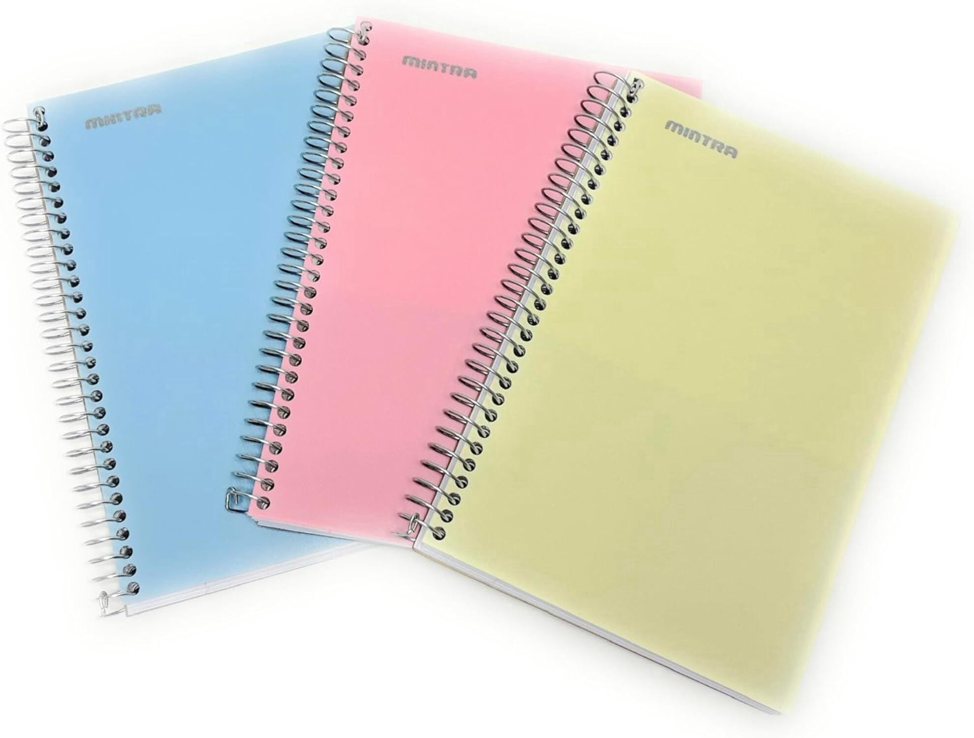 Mintra Spiral Notebook - 2 Subject (Arctic, Pink, Sun Yellow) - Junior Size, 3PK