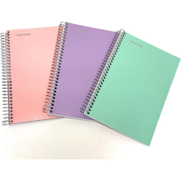 Mintra Spiral Notebook - 2 Subject (Sage, Salmon, Lavender) - Junior Size, 3PK