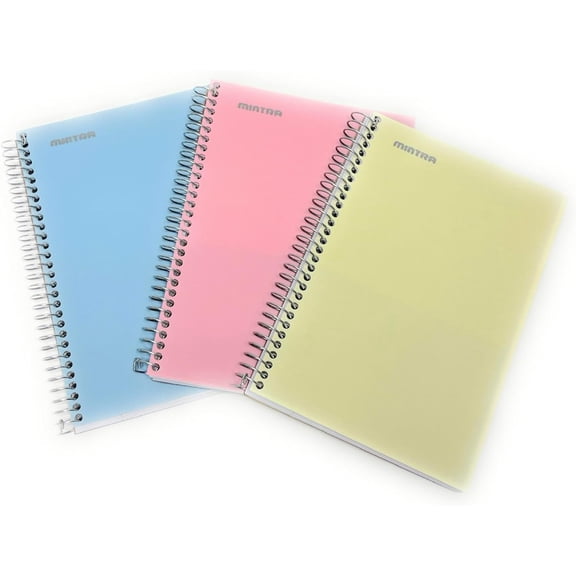 Mintra Spiral Notebook - 2 Subject (Arctic, Pink, Sun Yellow) - Junior Size, 3PK