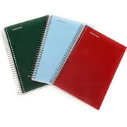 Mintra Spiral Notebook - 2 Subject Olive, Arctic, Chili - Junior Size, 3PK