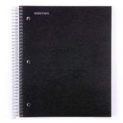 Mintra Office Durable Spiral Notebook, College Ruled, 8.5in x 11in, Black, 200 Pages