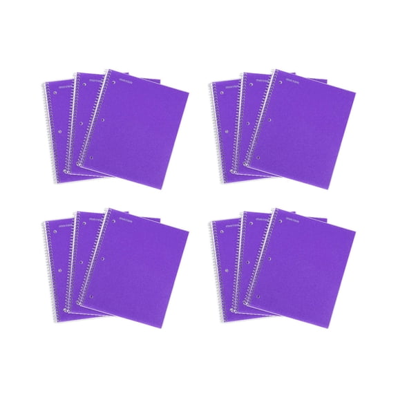 Mintra Office Durable Spiral Notebooks, 1 Subject, 100 Sheets, College Ruled 12 Pack