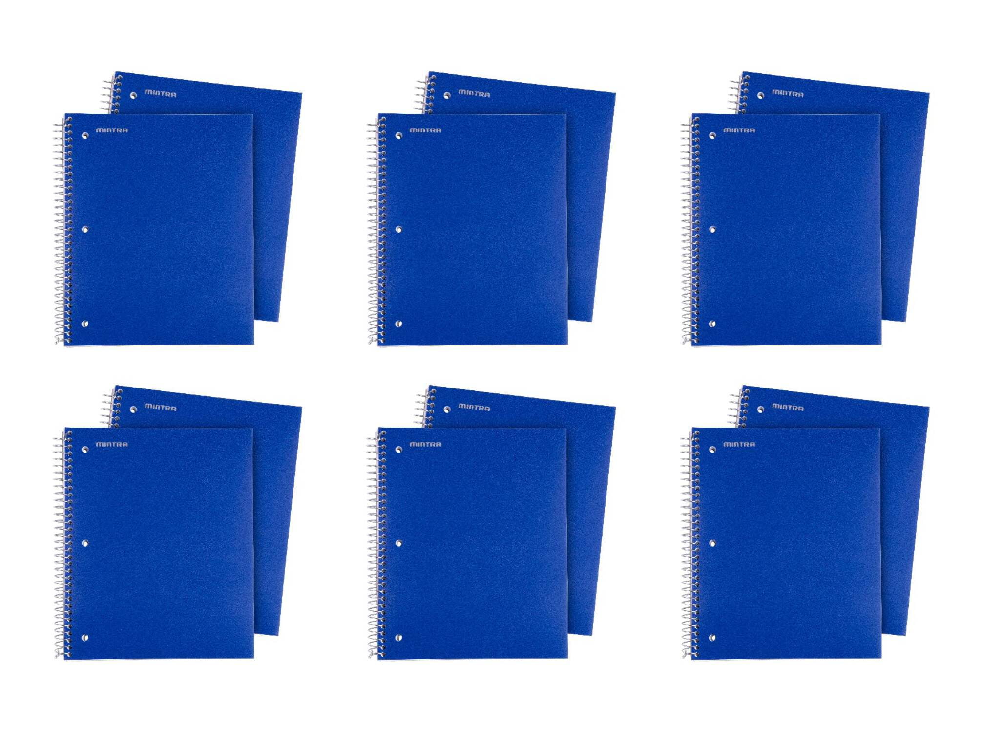 Mintra Office Durable Spiral Notebooks, 3 Subject, 150 Sheets, College Ruled 12 Pack