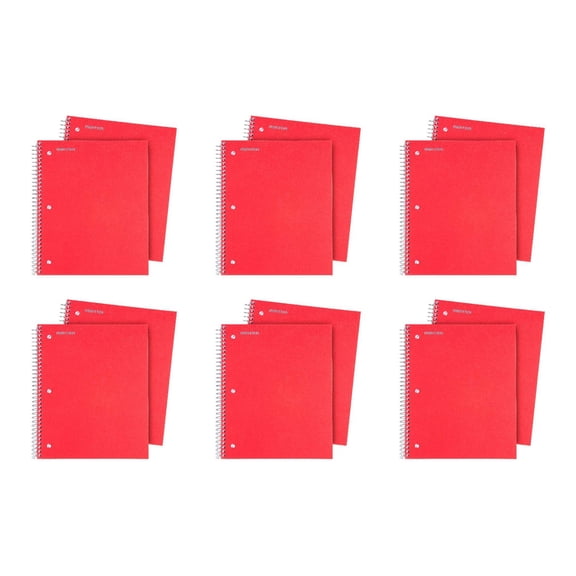 Mintra Office Durable Spiral Notebooks, 3 Subject, 150 Sheets, College Ruled 12 Pack