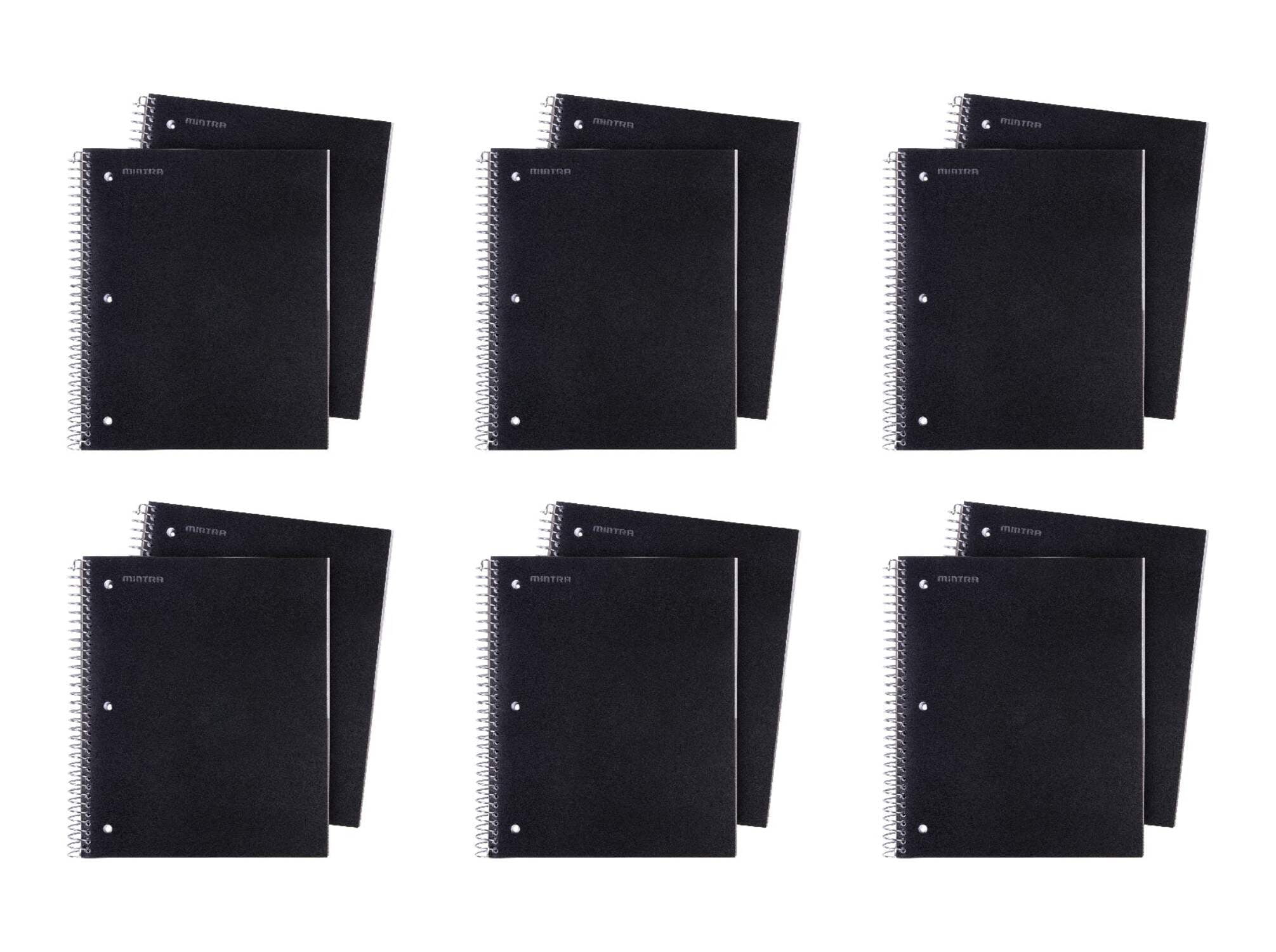 Mintra Office Durable Spiral Notebooks, 3 Subject, 150 Sheets, College Ruled 12 Pack