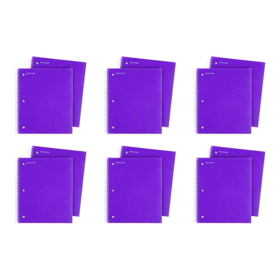 Mintra Office Durable Spiral Notebooks 3 Subject, 150 Sheets, Wide Ruled 12 Pack