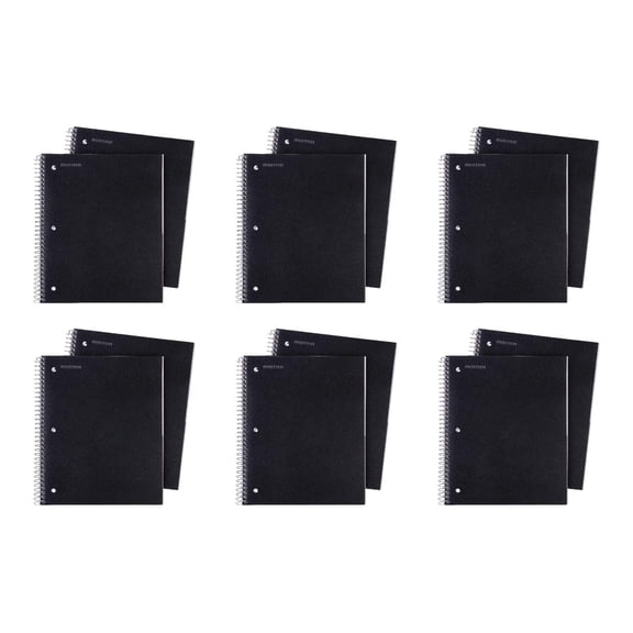 Mintra Office Durable Spiral Notebooks 3 Subject, 150 Sheets, Wide Ruled 12 Pack