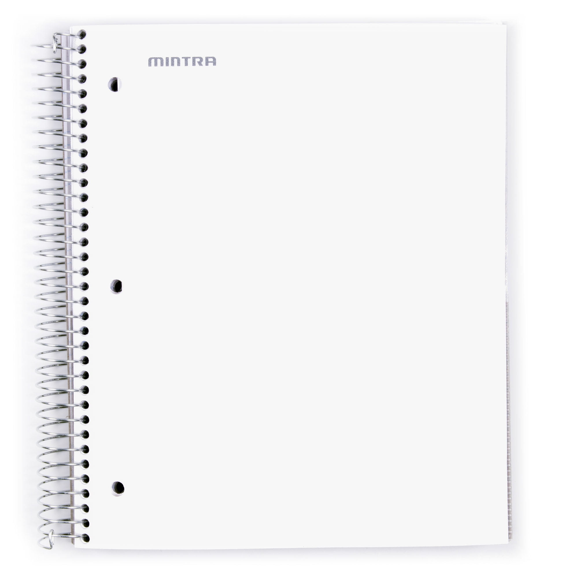 Mintra Office Durable Spiral Notebooks, 5 Subject, 200 Sheets (White
