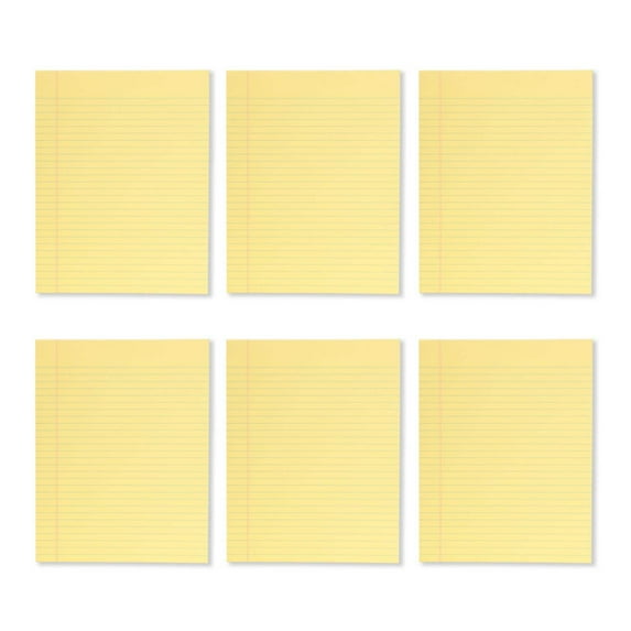 Mintra Office Glue-Top Legal Pads 6 Pack (Canary, 8.5in x 11in (Wide Ruled))