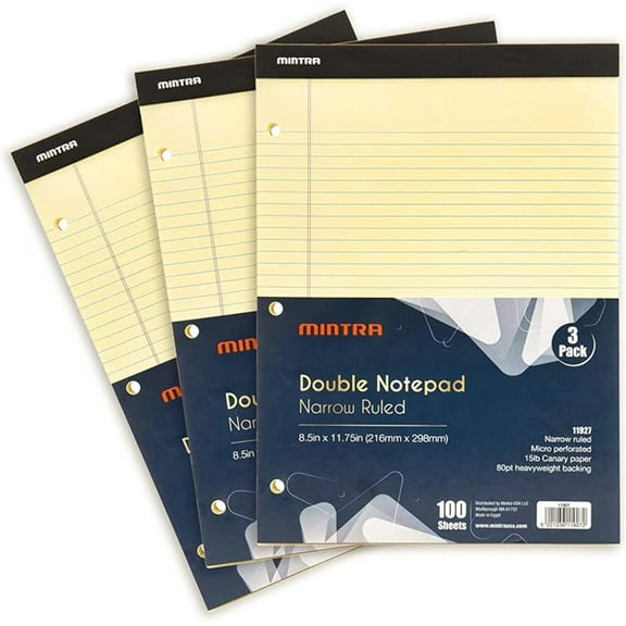 Mintra Office Legal Pads (Double Pad 3pk)