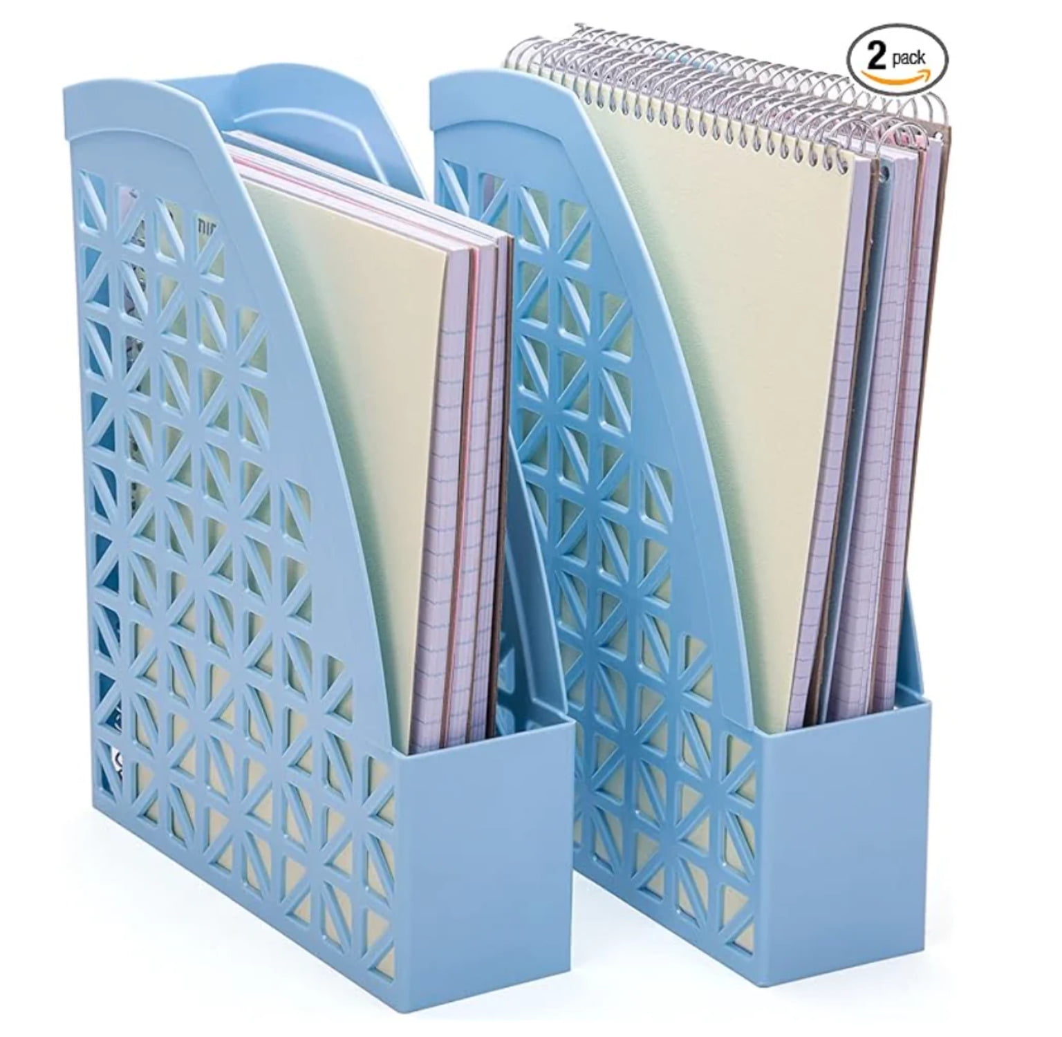 Arctic Ice Plastic Magazine File Desk Organizers 2-Pack