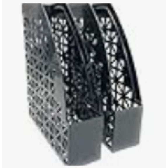Mintra Office Plastic Desk Organizers 2pk (Charcoal, Magazine File) -15248-