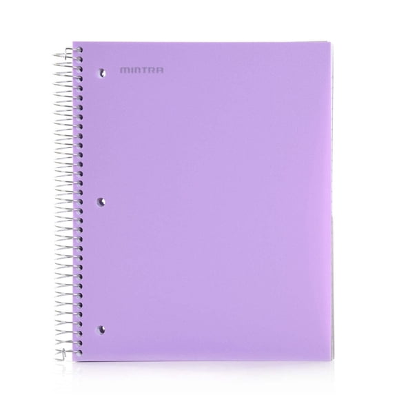 Mintra 5 Subject Spiral Notebook - Lavender - College Ruled - Durable Poly Cover/5 Poly Pockets/200 Sheets
