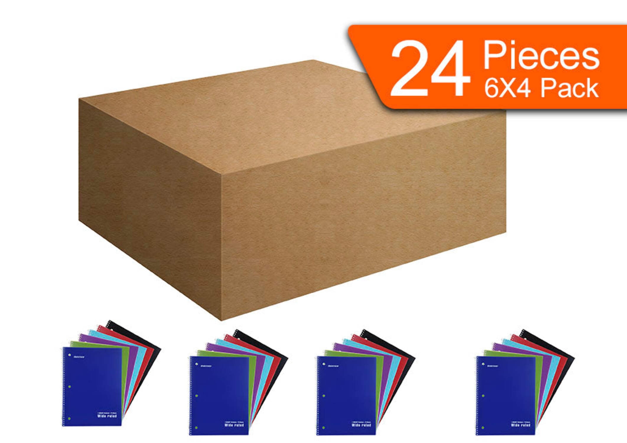 Mintra Office - Spiral Notebooks 70 Count (Poly Cover - Wide Ruled) 24 Pack