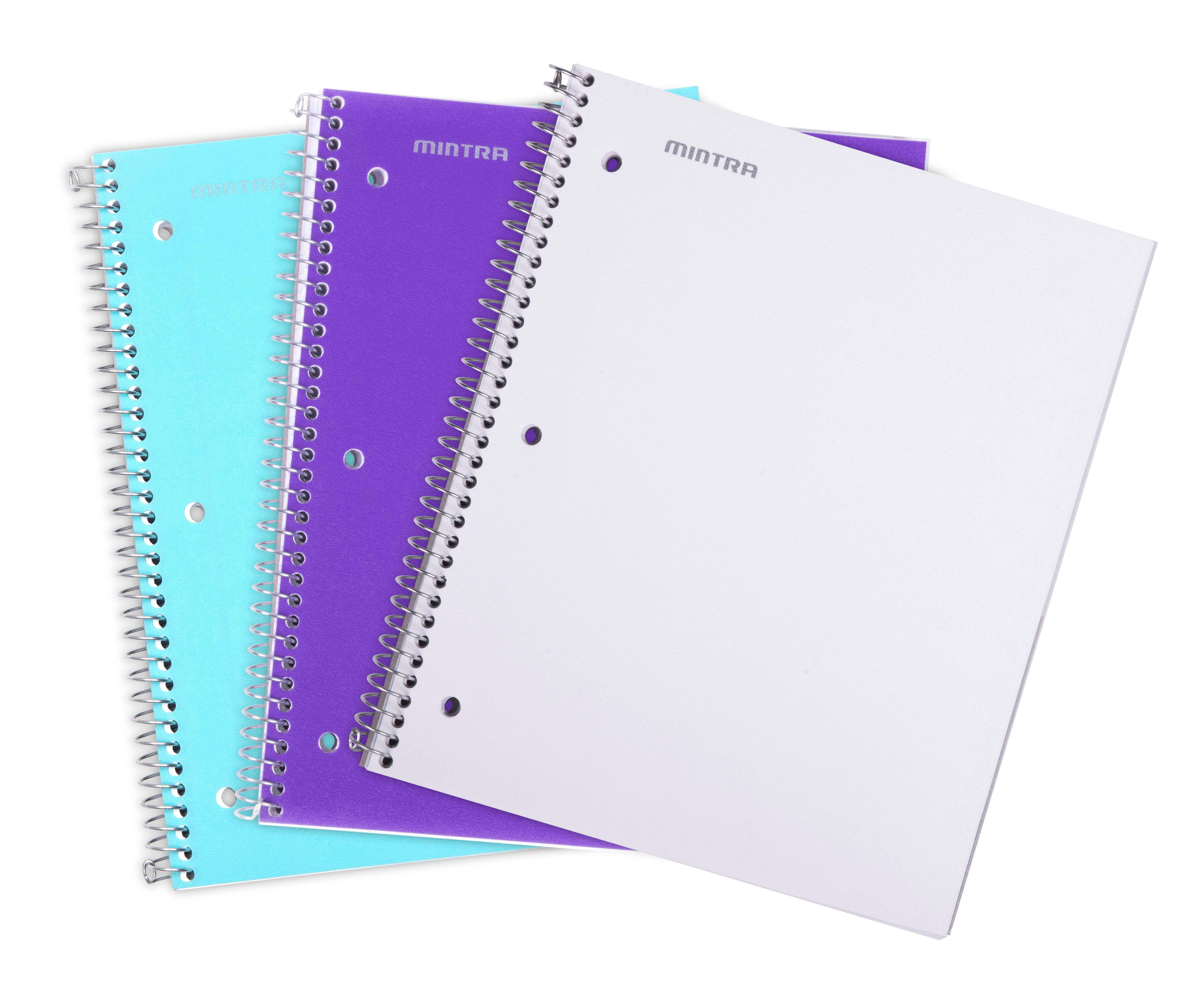 Spiral Durable Notebooks, 3 Pack, 1 Subject, Wide Ruled, 100 Sheets ...