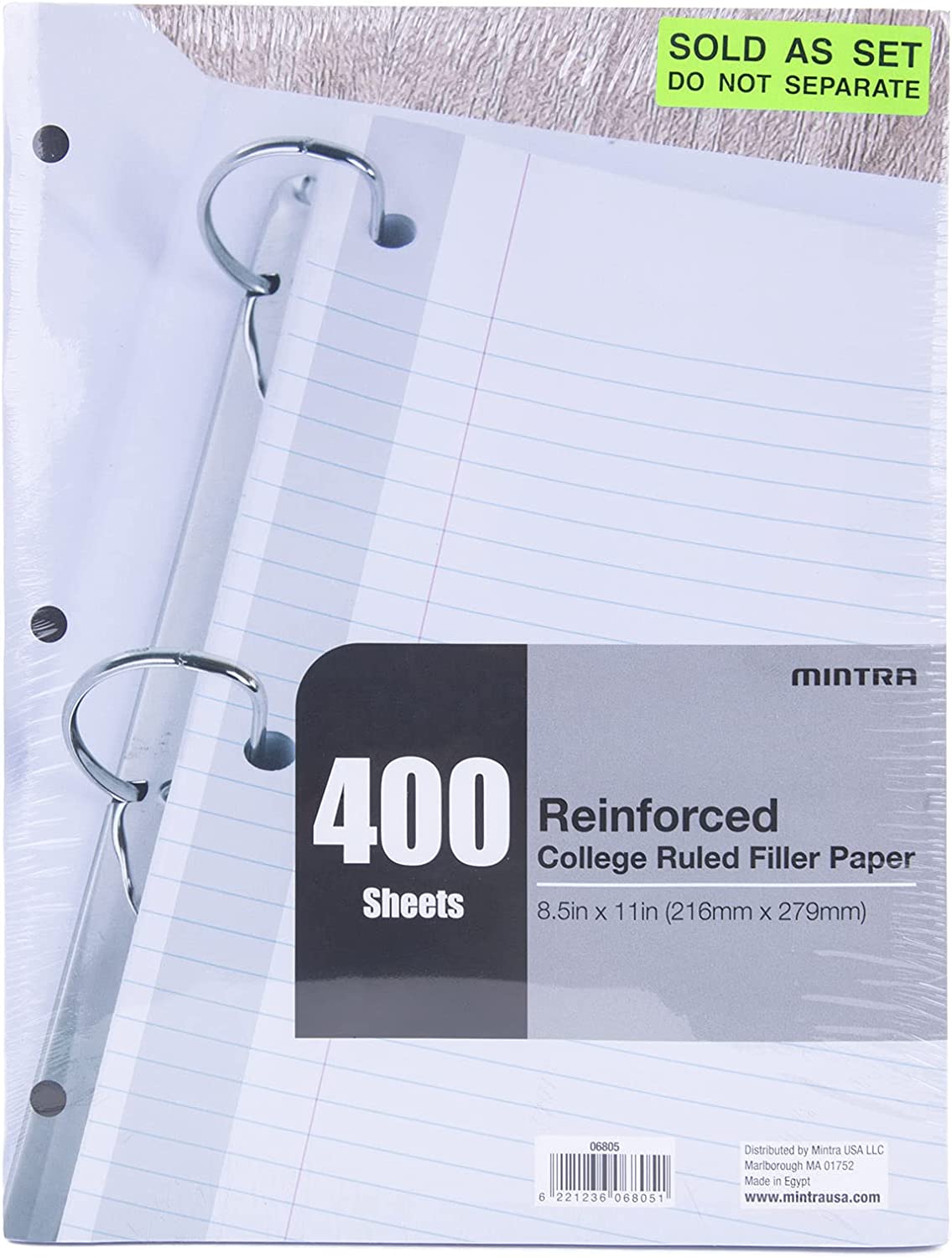 Mintra Reinforced Filler Paper (400 Sheets (4pk of 100), College Ruled