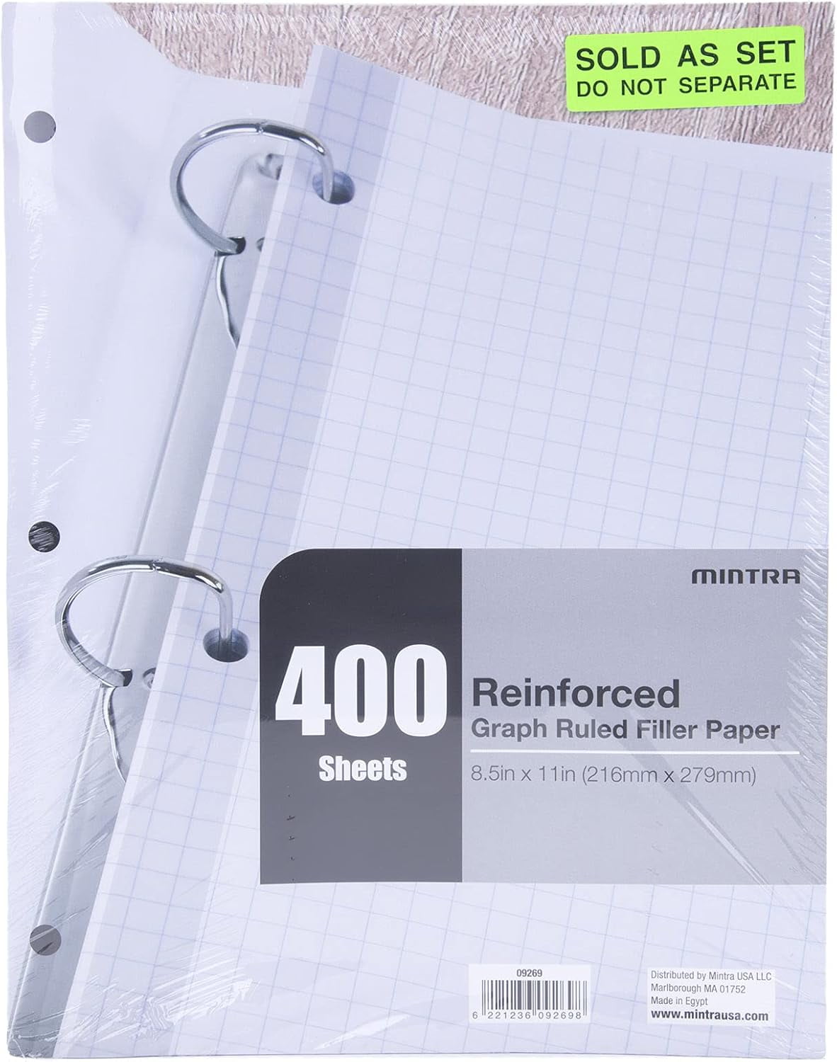 Mintra Reinforced Filler Paper (400 Sheets (4pk of 100), Graph Ruled