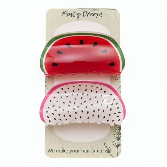 Minty Dream Medium Size Watermelon Fruit Hair Claw 2Pcs Set for Women
